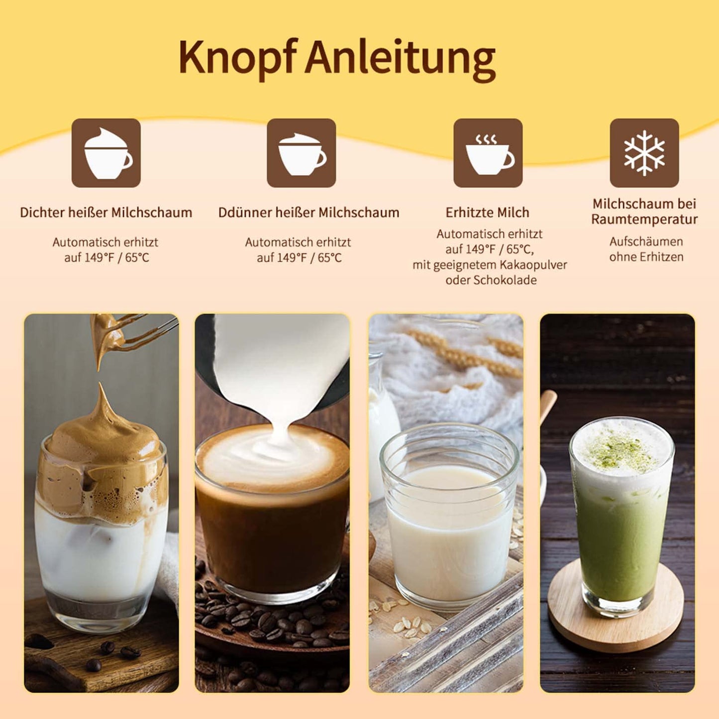 "Elektrischer Milchaufschäumer 300ml – Heiß & Kalt, leise" ✅