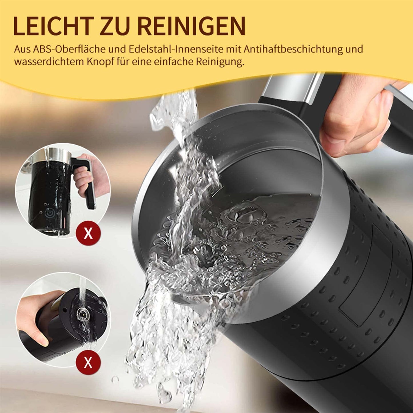 "Elektrischer Milchaufschäumer 300ml – Heiß & Kalt, leise" ✅